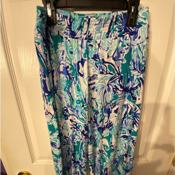 Lily Pulitzer Elephant appeal breezy Palazzo pants! Sz Xs Blue/green like new! - Picture 2 of 3